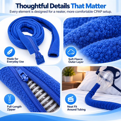 Soft Fleece CPAP Hose Cover – 2-metre Blue