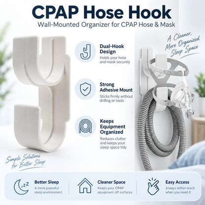 CPAP Hose & Mask Wall Hook – White Organiser
