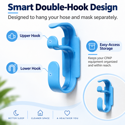 CPAP Hose & Mask Wall Hook – Blue Organiser