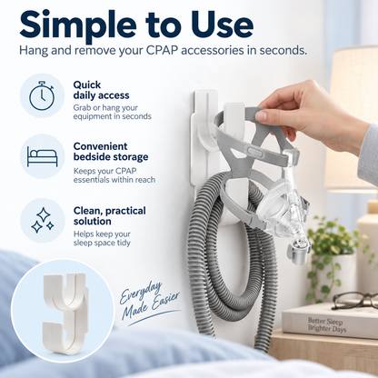CPAP Hose & Mask Wall Hook – White Organiser