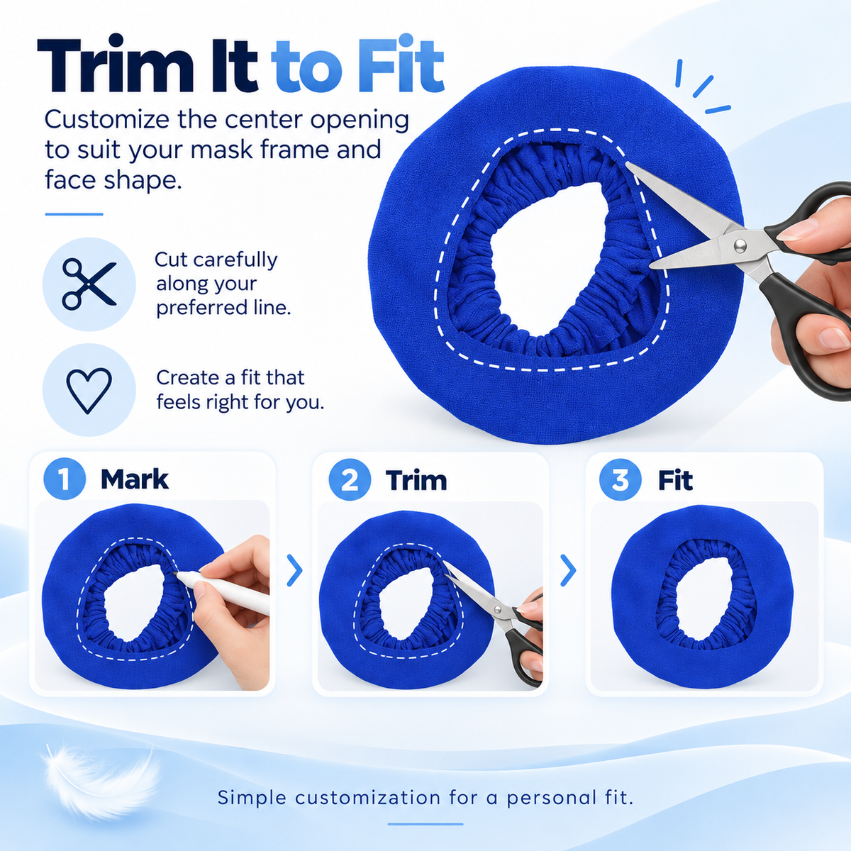 Reusable CPAP Cloth Mask Liner – Full Face (Blue)