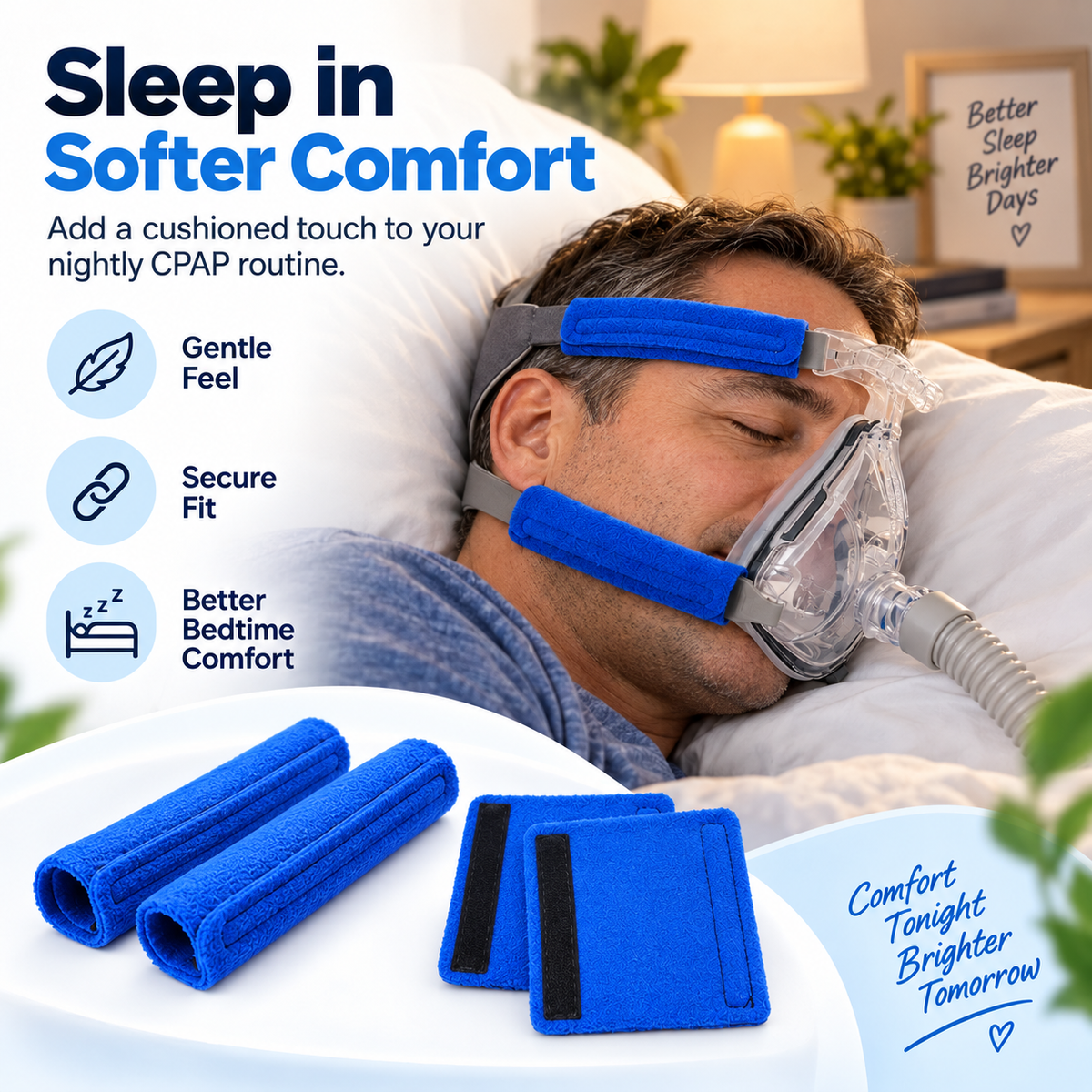 Square Fleece CPAP Headgear Strap Cover